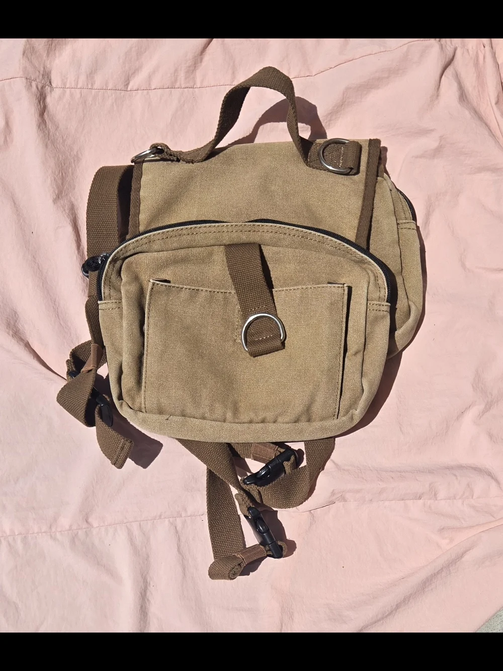 Canvas Dog Harness/Leash Pack in Tan